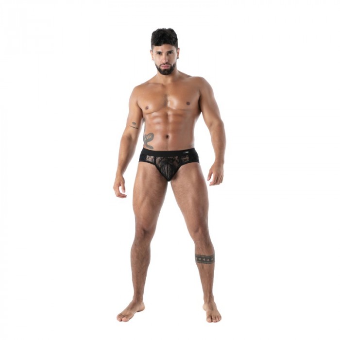 Slip, Tanga de la marque TOF PARIS - Slip à Poches en Dentelle Fluide Tof Paris - Noir - Ref : TOF585N