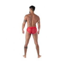 Slip, Tanga de la marque TOF PARIS - Slip à Poches en Dentelle Fluide Tof Paris - Rouge - Ref : TOF585R
