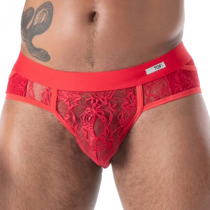 Slip, Tanga de la marque TOF PARIS - Slip à Poches en Dentelle Fluide Tof Paris - Rouge - Ref : TOF585R Slip, Tanga de la marque TOF PARIS - Slip à Poches en Dentelle Fluide Tof Paris - Rouge - Ref : TOF585R