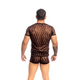 Mangas cortas de la marca L HOMME INVISIBLE - Night Ripple- T Shirt Col V L Homme Invisible Chocolat - Ref : MY73 NIR C19