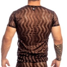 Mangas cortas de la marca L HOMME INVISIBLE - Night Ripple- T Shirt Col V L Homme Invisible Chocolat - Ref : MY73 NIR C19