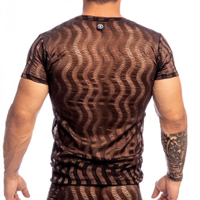 Mangas cortas de la marca L HOMME INVISIBLE - Night Ripple- T Shirt Col V L Homme Invisible Chocolat - Ref : MY73 NIR C19