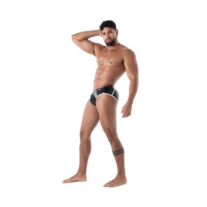 Slip, Tanga de la marque TOF PARIS - Slip Bottomless Latex Seconde Peau - Noir - Ref : TOF638N