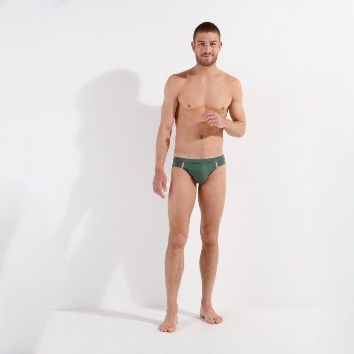 Slip de bain de la marque HOM - Mini Slip de Bain Nautical Cup - Kaki - Ref : 402755 00XD