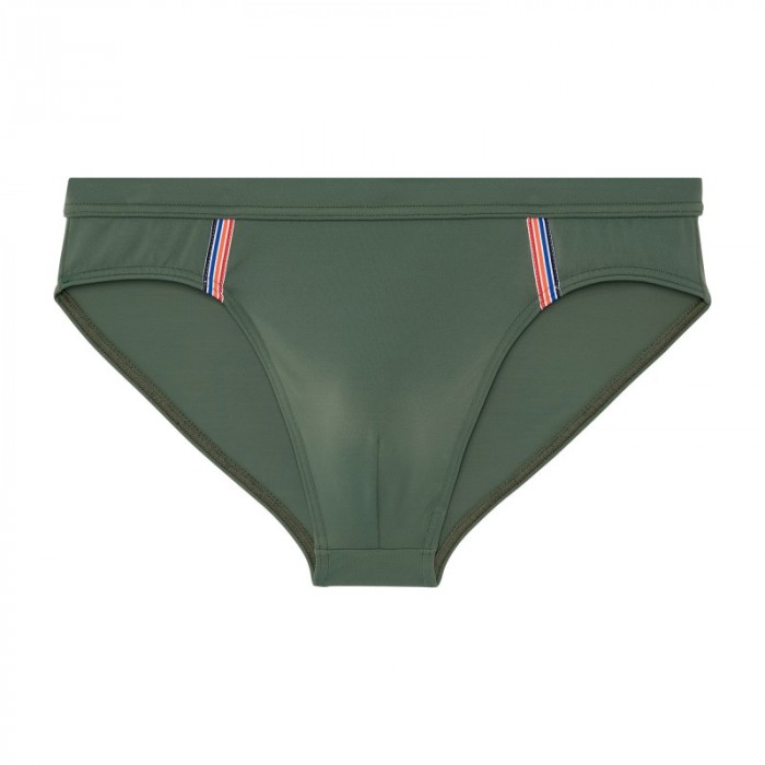Slip de bain de la marque HOM - Mini Slip de Bain Nautical Cup - Kaki - Ref : 402755 00XD