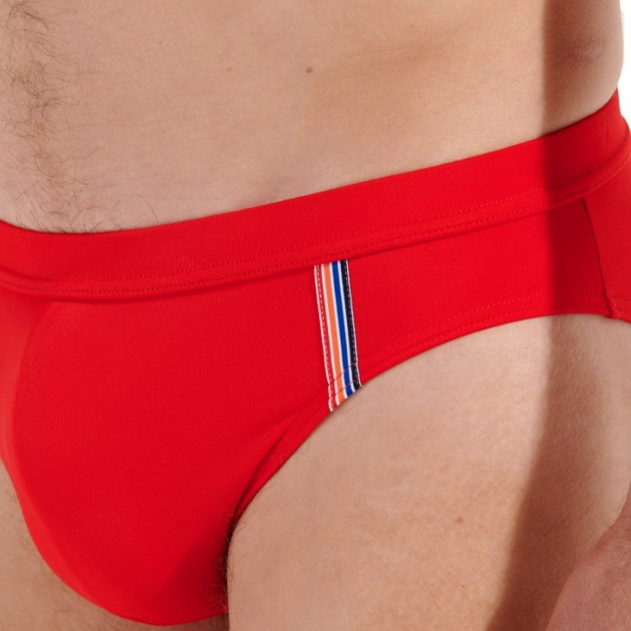 Slip de bain de la marque HOM - Mini Slip de Bain Nautical Cup - Rouge - Ref : 402755 00PA