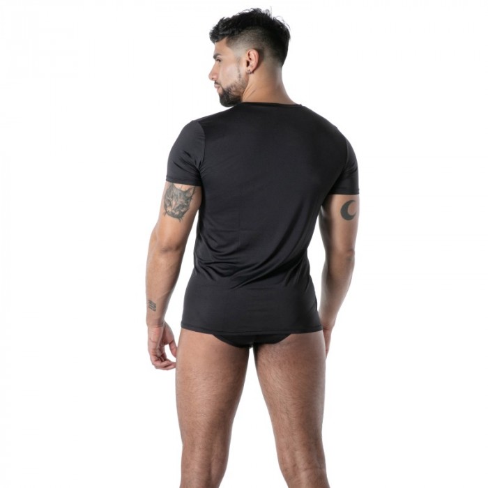 Kurze Ärmel der Marke TOF PARIS - T-Shirt Microfibre Mon Amour TOF Paris - Noir - Ref : TOF646N