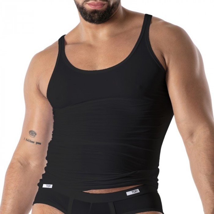 Canotta del marchio TOF PARIS - Débardeur Microfibre Mon Amour TOF Paris - Noir - Ref : TOF647N