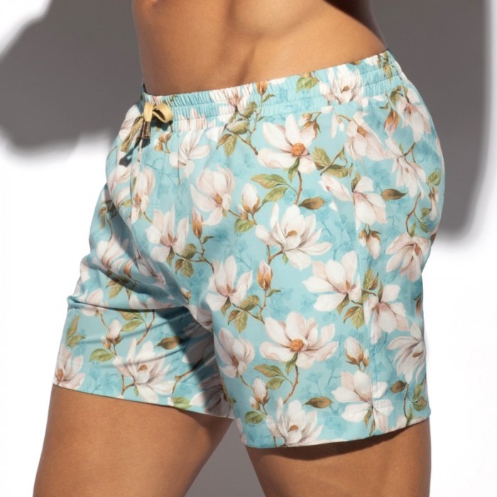 Short de bain de la marque ES COLLECTION - Short de Bain ES Collection Jasmine Edition Limitée  - Bleu - Ref : 2603 C23