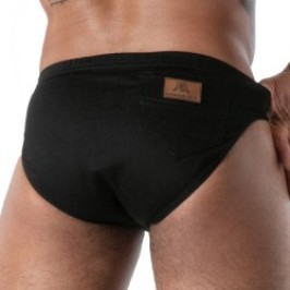 Slip del marchio TOF PARIS - Bikini Zippé TOF Paris Raw Denim - Noir - Ref : TOF670N