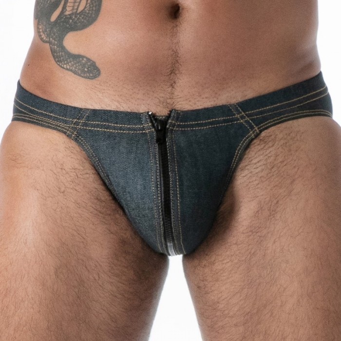 Slip del marchio TOF PARIS - copy of Bikini Zippé TOF Paris Raw Denim - Noir - Ref : TOF670BU