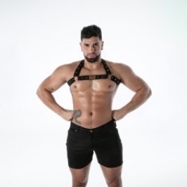 Imbracatura del marchio TOF PARIS - Harnais Bulldog TOF Paris Raw Denim - Noir - Ref : TOF676N