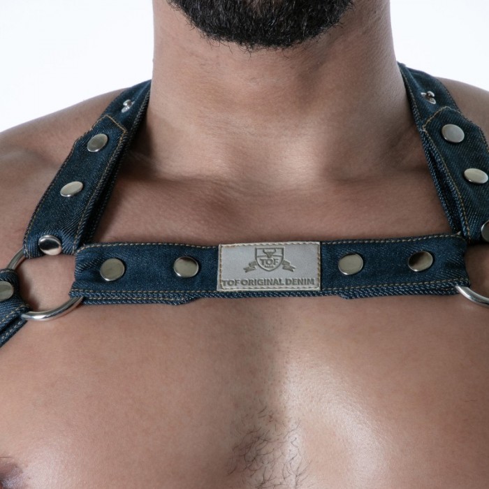 Harnais de la marque TOF PARIS - Harnais Bulldog TOF Paris Raw Denim - Bleu - Ref : TOF676BU