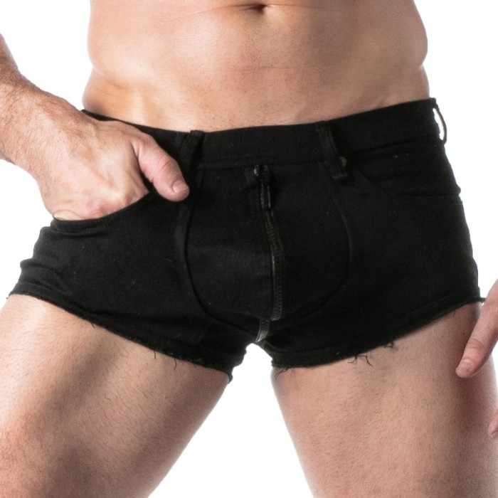 Pantaloncini boxer, Shorty del marchio TOF PARIS - Trunk Full-Zip TOF Paris Raw Denim - Noir - Ref : TOF678N