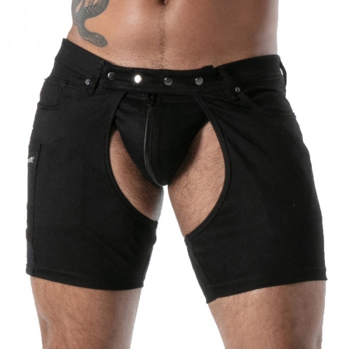 Corto de la marca TOF PARIS - Short Chaps TOF Paris Raw Denim - Noir - Ref : TOF664N