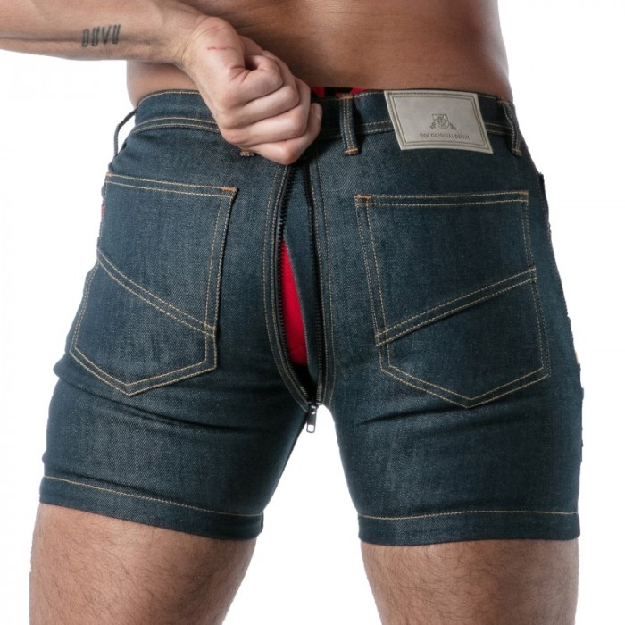 Short de la marque TOF PARIS - Short Full Zip TOF Paris Raw Denim - Bleu - Ref : TOF666BU