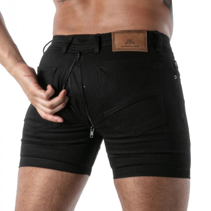 Kurze der Marke TOF PARIS - Short Full Zip TOF Paris Raw Denim - Noir - Ref : TOF666N