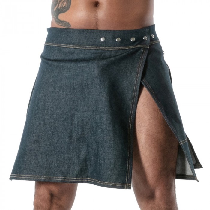 Sportwear de la marque TOF PARIS - Kilt Zip TOF Paris Raw Denim - Bleu - Ref : TOF668BU