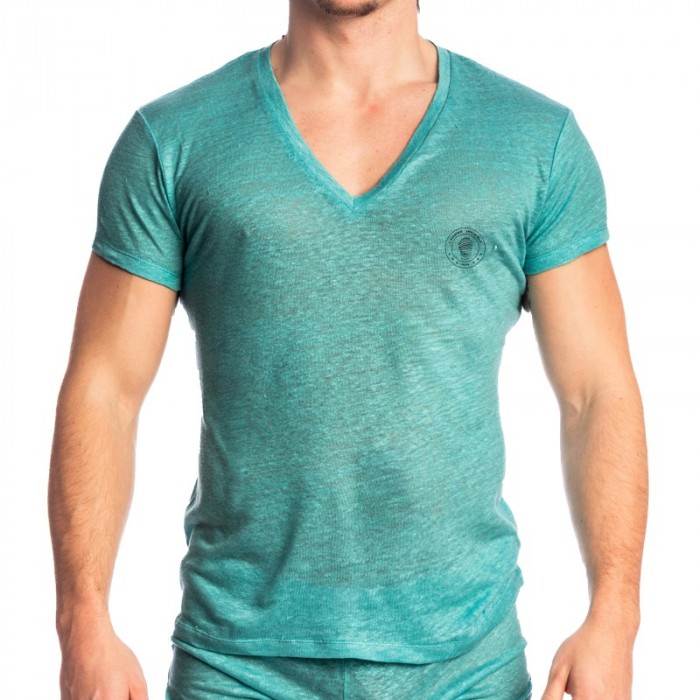 Haut lounge de la marque L HOMME INVISIBLE - T-Shirt Col V L Homme Invisible - Nieuport - Ref : RW31 NIE 043