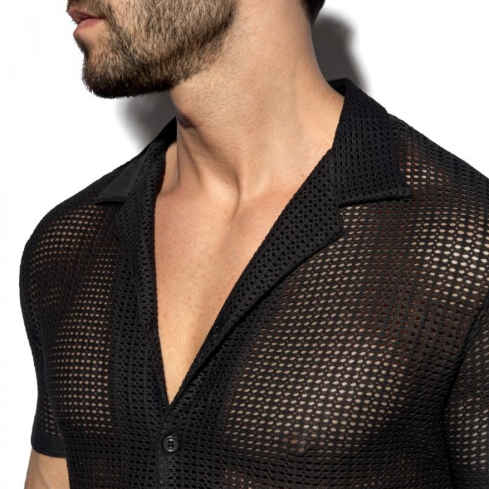 Chemise de la marque ES COLLECTION - Chemise Es Collection Formentera - Noir - Ref : SHT036 C10