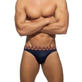 Slip, Tanga de la marque ADDICTED - Bikini Addicted Flowery Band Édition Limitée - Bleu Marine - Ref : ADS410 C09