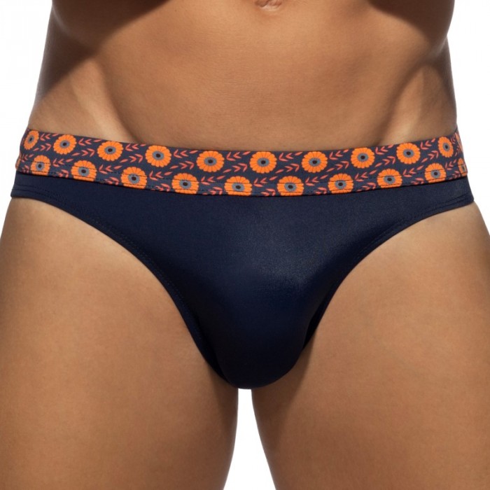 Brief of the brand ADDICTED - Bikini Addicted Flowery Band Édition Limitée - Bleu Marine - Ref : ADS410 C09
