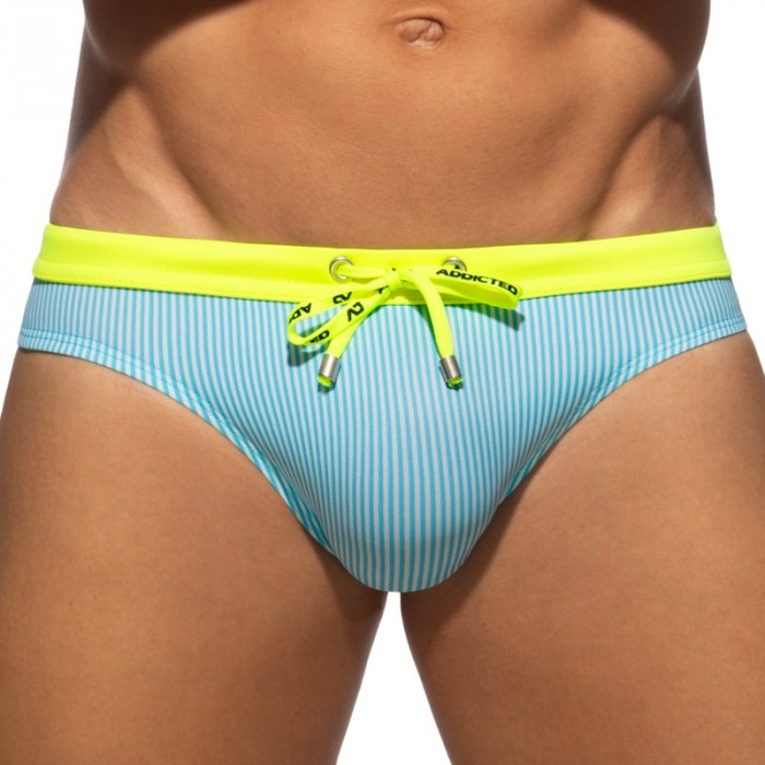 Slip de bain de la marque ADDICTED - Bikini de Bain Addicted Baby Stripes Édition Limitée - Bleu - Ref : ADS400 C23