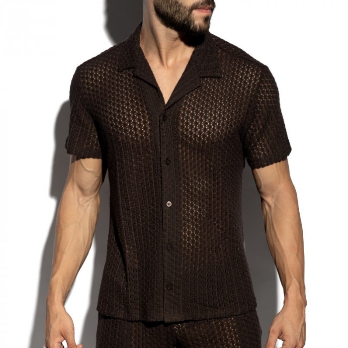 Chemise de la marque ES COLLECTION - Chemise Es Collection Eyelet Édition Limitée - Marron - Ref : SHT043 C13