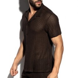 Chemise de la marque ES COLLECTION - Chemise Es Collection Eyelet Édition Limitée - Marron - Ref : SHT043 C13