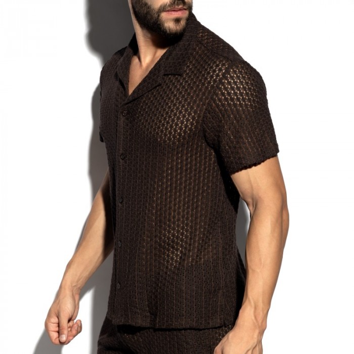 Chemise de la marque ES COLLECTION - Chemise Es Collection Eyelet Édition Limitée - Marron - Ref : SHT043 C13