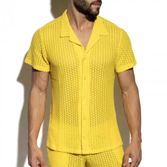 Chemise de la marque ES COLLECTION - Chemise Es Collection Eyelet Édition Limitée - Jaune - Ref : SHT043 C03