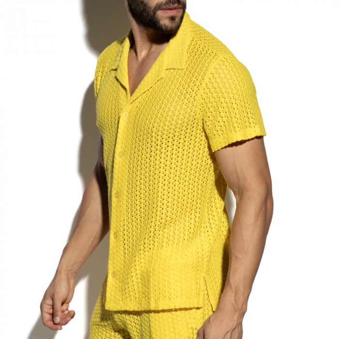 Chemise de la marque ES COLLECTION - Chemise Es Collection Eyelet Édition Limitée - Jaune - Ref : SHT043 C03