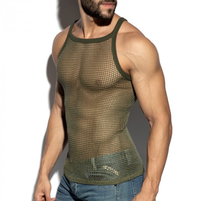 Débardeur de la marque ES COLLECTION - Débardeur Es Collection Open-Grid - Kaki - Ref : TS379 C12
