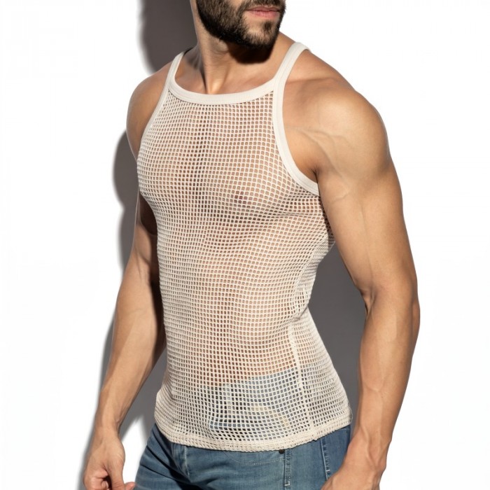 Tank top der Marke ES COLLECTION - copy of Débardeur Es Collection Open-Grid V-Neck - Ivoire - Ref : TS379 C02