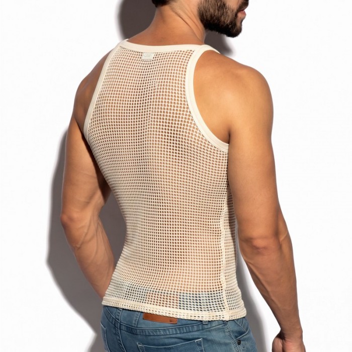 Tank top der Marke ES COLLECTION - copy of Débardeur Es Collection Open-Grid V-Neck - Ivoire - Ref : TS379 C02