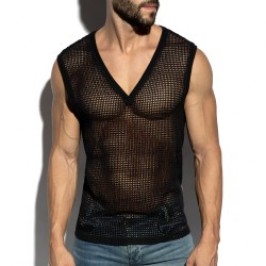Débardeur de la marque ES COLLECTION - Débardeur Es Collection Open-Grid V-Neck - Noir - Ref : TS380 C10