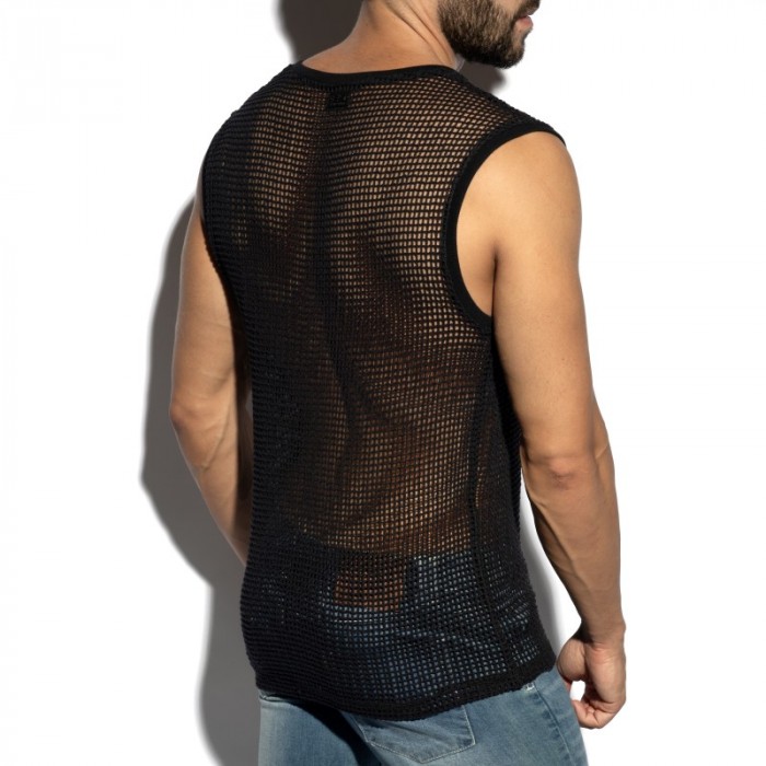 Débardeur de la marque ES COLLECTION - Débardeur Es Collection Open-Grid V-Neck - Noir - Ref : TS380 C10