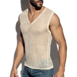 Débardeur de la marque ES COLLECTION - Débardeur Es Collection Open-Grid V-Neck - Ivoire - Ref : TS380 C02