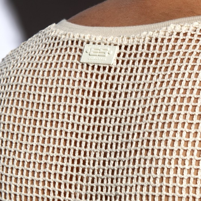 Débardeur de la marque ES COLLECTION - Débardeur Es Collection Open-Grid V-Neck - Ivoire - Ref : TS380 C02