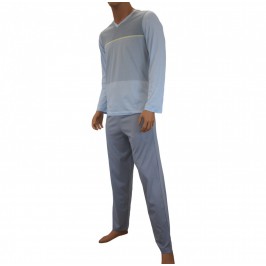 Coffret pyjama rayures gris & jaune - ref :  7G25 3043