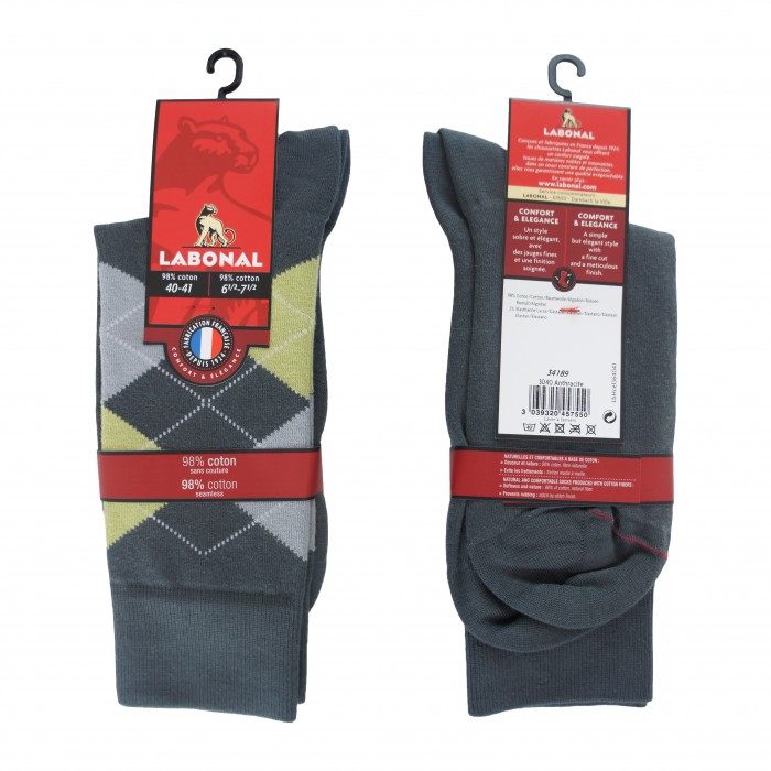 Mi-Chaussettes Intarsia anthracite - ref :  34189 3040