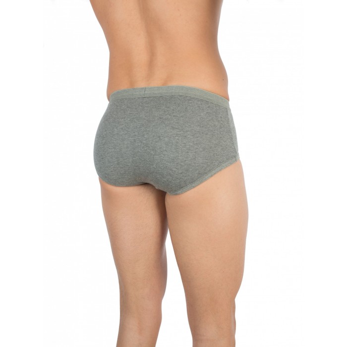 Slip 108 taille haute gris chiné, ouvert, pur coton hypoallergénique - ref :  0108 6600