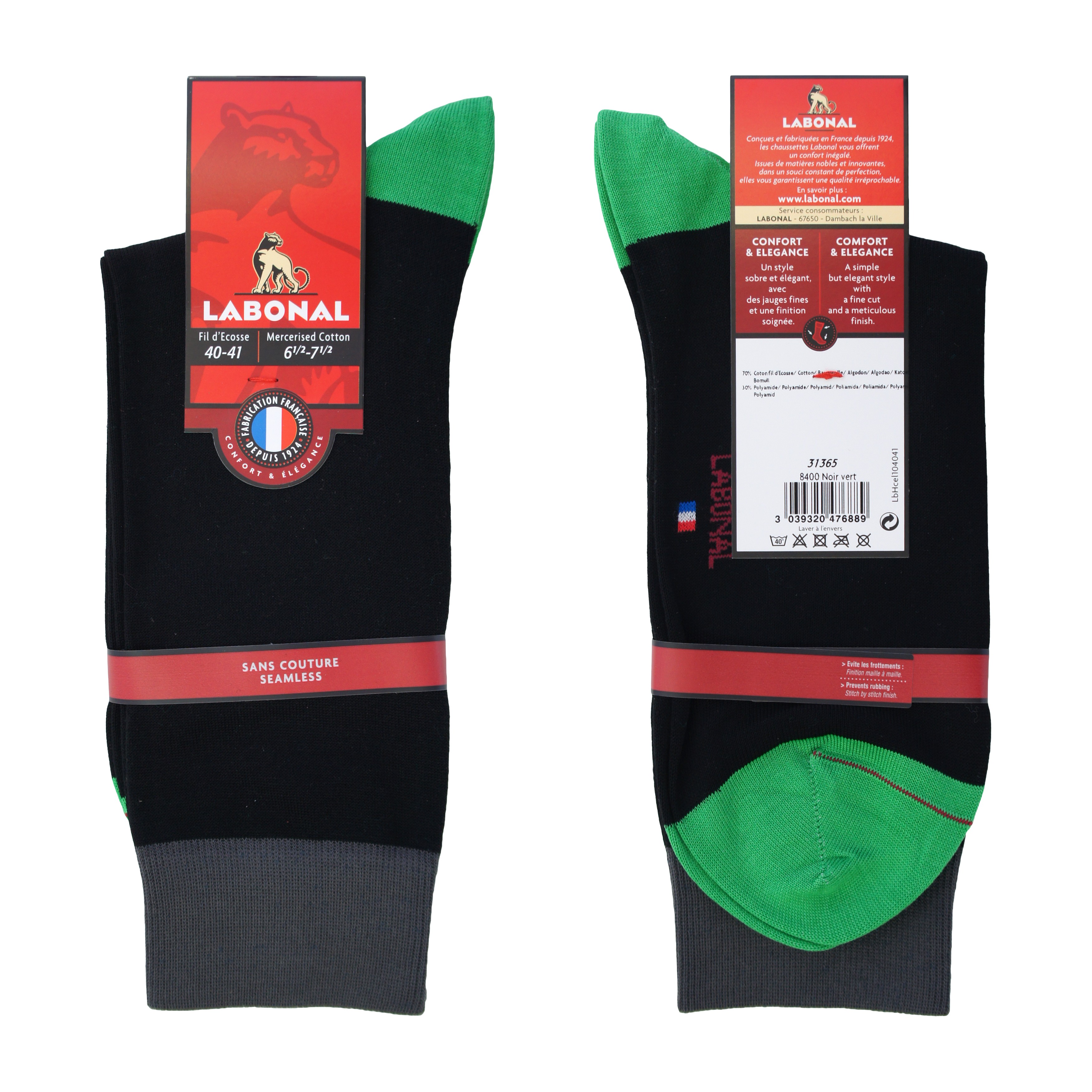 Socks Talon Point black - green: Socks for man brand Labonal for sa