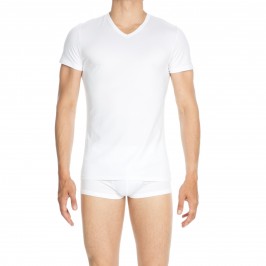  T-shirt col V Classic blanc - HOM 400206 0003  