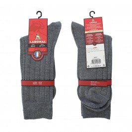  Chaussettes  laine et soie gris moyen - LABONAL 38545 3200 