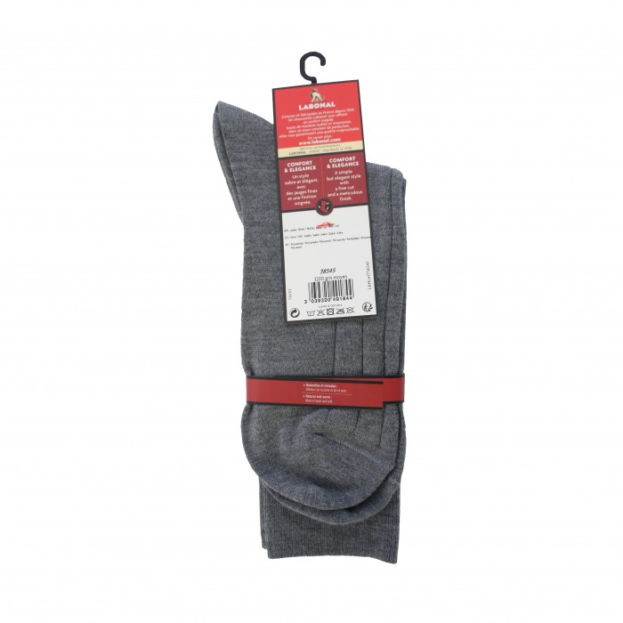  Chaussettes  laine et soie gris moyen - LABONAL 38545 3200 