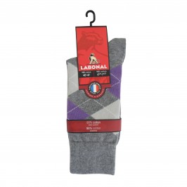  Mi-chaussettes Intarsia violet gris chiné - LABONAL 34189 3200 