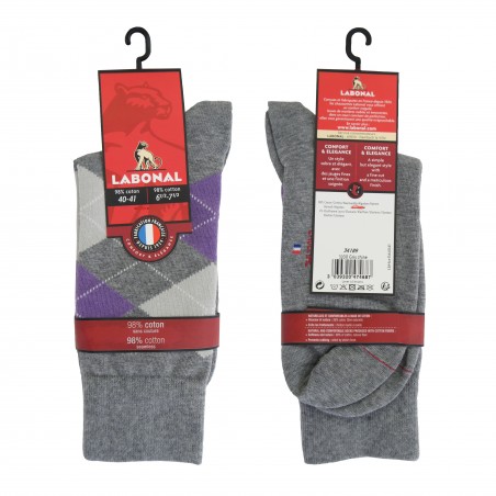 Medias medias Intarsia púrpura moteado gris