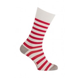  Chaussettes Coton gris perla rayées rouge - LABONAL 34591 3020 