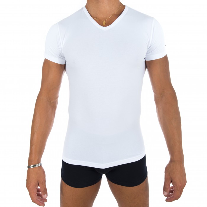  Tee-Shirt Uni col V blanc - EDEN PARK E351E60 001 